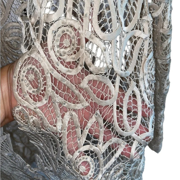 soulmates champagne Hand crafted silk ribbon beaded 3 Piece Evening Gown MOB MOG - Picture 11 of 16